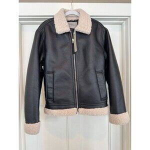 Hudson Jeans Faux Shearling-Collar Bomber Jacket SMALL NWT $238.00